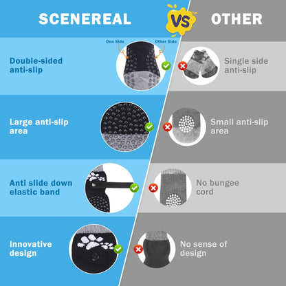 SCENEREAL Anti Slip Dog Sock to Prevent Licking Paws for Hardwood Floors, Boots & Paw Protector Shoes for Hot/Cold Pavement with Grippers, Double Sides Grips for Small Medium Large Senior Dogs, S