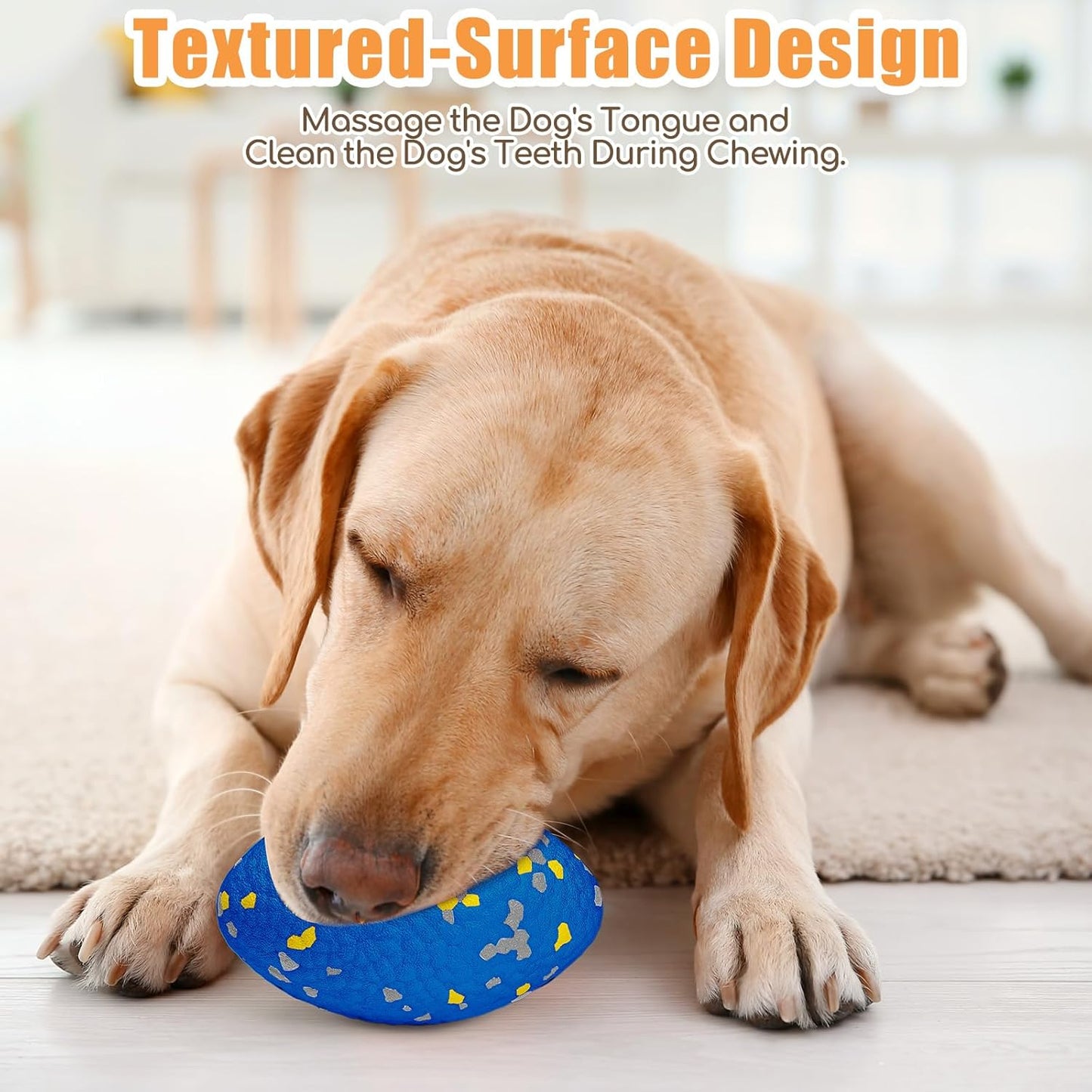 4.72" Indestructible Large Rugby Balls for Aggressive Chewers Durable Olive Bouncy Interactive Football Toy for Dogs Fetch Game Lightweight Floating Outdoor Training, Blue