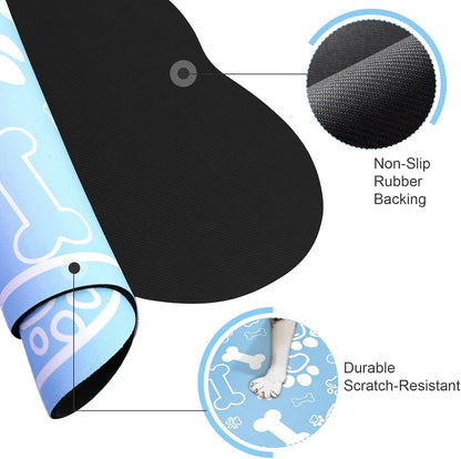 Dog Cat Mat for Food and Water,Rapid Absorbent Pet Feeding Mat, Bone Shaped Dog Placemat Bowl Mat with Rubber Backing,No Stains Pet Food Mats Indoor, Pet Accessories Supplies,Blue 16"×24"
