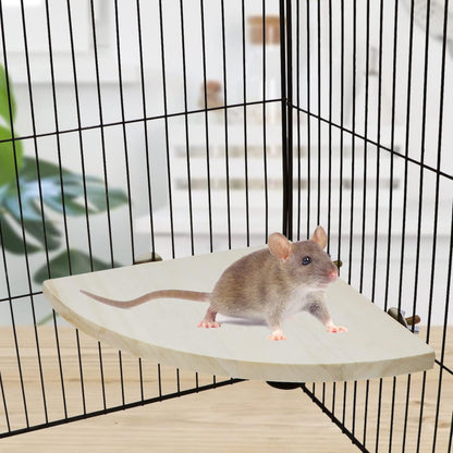 Wontee Bird Perch Stand 2 Pack Wooden Platform Corner Ledge for Budgies Cockatiels Conures African Greys Rats Gerbils Chinchillas Squirrels (L (7.9"x7.9")