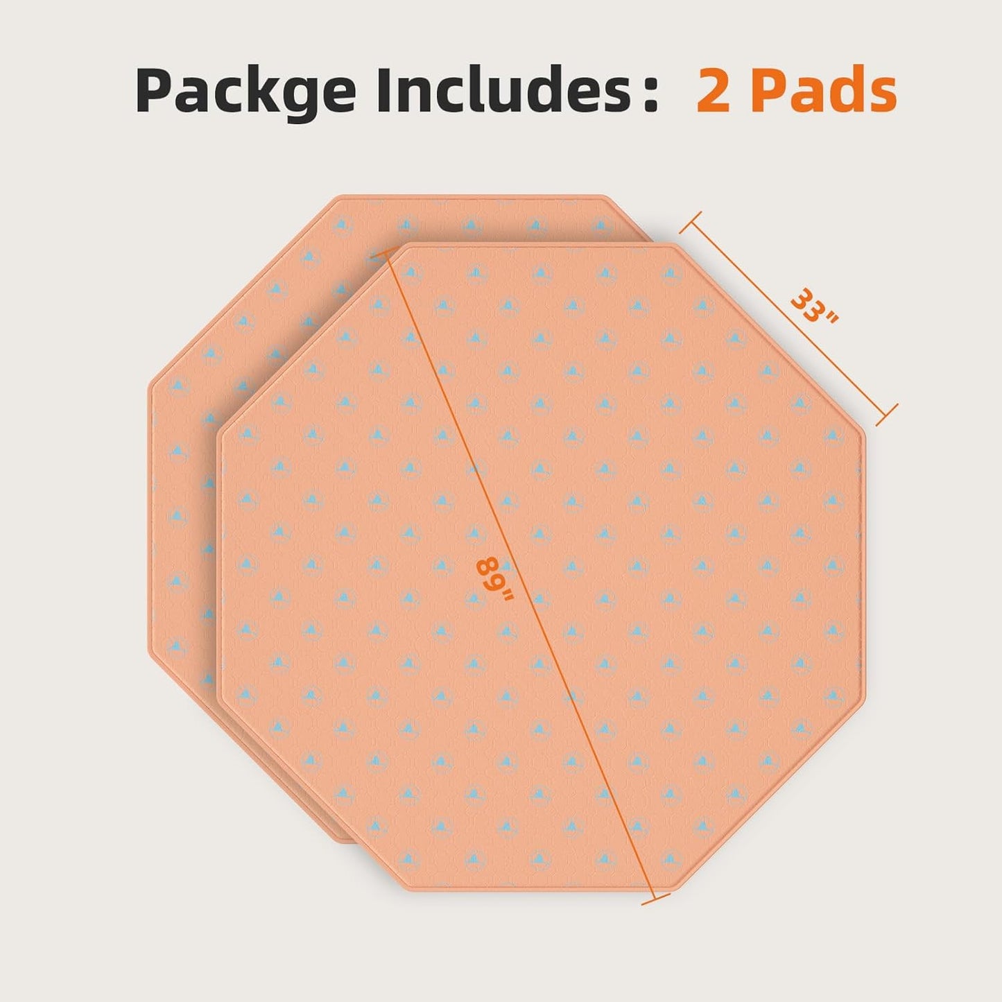 PJYuCien Washable Pee Pads for Dogs 2 Pack, 89" x 33" Octagonal Reusable Pee Pads for Dogs, Leak-Proof Pet Training Pads, Puppy Pads for Non-Slip, Designed for 24/30/36/42'' Width 8 Panels Pen