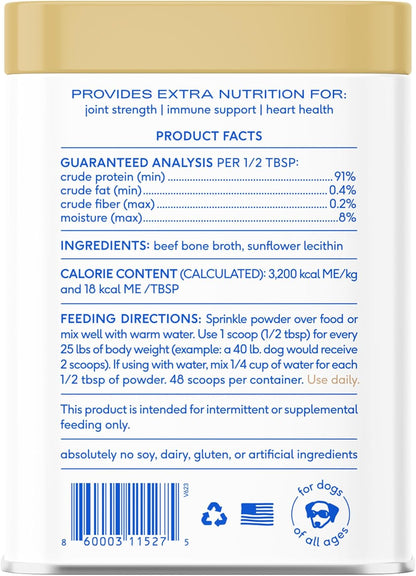 Native Pet Bone Broth for Dogs - Made with Real Beef Bone Broth, Dog Food Toppers for Picky Eaters - Provides Extra Hydration & Nutrition for Joint Strength, Immunity & Heart Health-48 Scoops