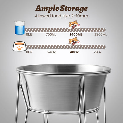 Elevated Dog Bowls for Medium&Small Dogs - Stainless Steel 48oz/6 Cups Raised Feeder with Non-Slip Base, Dual Food & Water Bowls 2-Pack