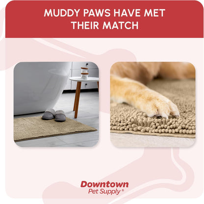 My Doggy Place Microfiber Dog Mat for Muddy Paws, 36" x 26" Oatmeal - Absorbent and Quick-Drying Dog Paw Cleaning Mat, Washer and Dryer Safe - Non-Slip Rubber Backed Dog Floor Mat, Large