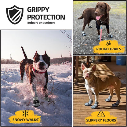 Dog Shoes for Small Dogs, Dog Boots & Paw Protectors for Hardwood Floors, Outdoor Dog Booties for Hot Pavement Winter Snow Hiking, Waterproof Dog Shoes with Reflective Strips Size 2