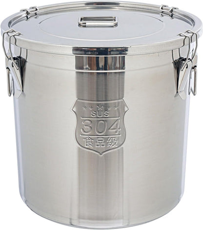 DYNAMI 12.7Gal 304 Stainless Steel Rice Storage Container,Extra Large Food Grade Canister,40-90Lbs Sealed Rice Bucket with Airtight Lid and Locking Buckle,for Rice, Flour, Grain (48L)