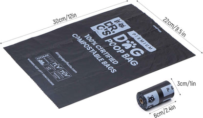 100% Certified Compostable Dog Poop Bags - Dr. C's Premium Dog Poop Bags - 270 Bags / 18 Rolls, Extra thick, Leak Proof, Unscented, Plant Based and Earth Friendly