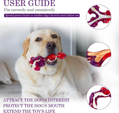 3 Pack Indestructible Dog Chew Bones for Aggressive Chewers - Heavy Duty Long Lasting Chew Toys for Large Dogs, Nylon Teeth Cleaning Toys