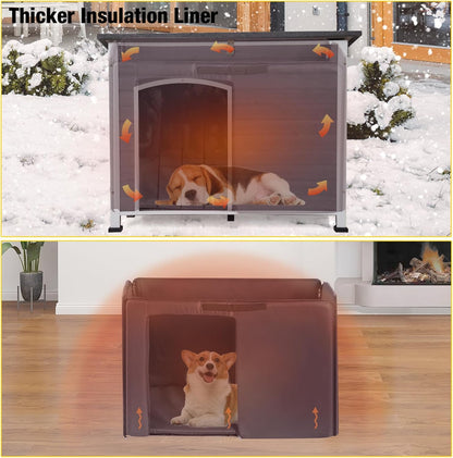 Aivituvin Insulated Dog House for Winter Outdoor Dog Kennel with All-Around Iron Frame- 100% Insulated Guarantee