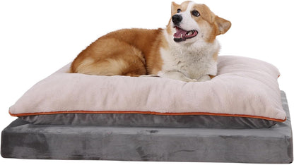 Amazon Basics Dog Bed with Cooling Gel Memory Foam, Pressure-Relief Support for Dogs up to 90lbs, Non-Slip Bottom, Machine Washable Cover, Extra Large Sized (40" x 30"), Grey