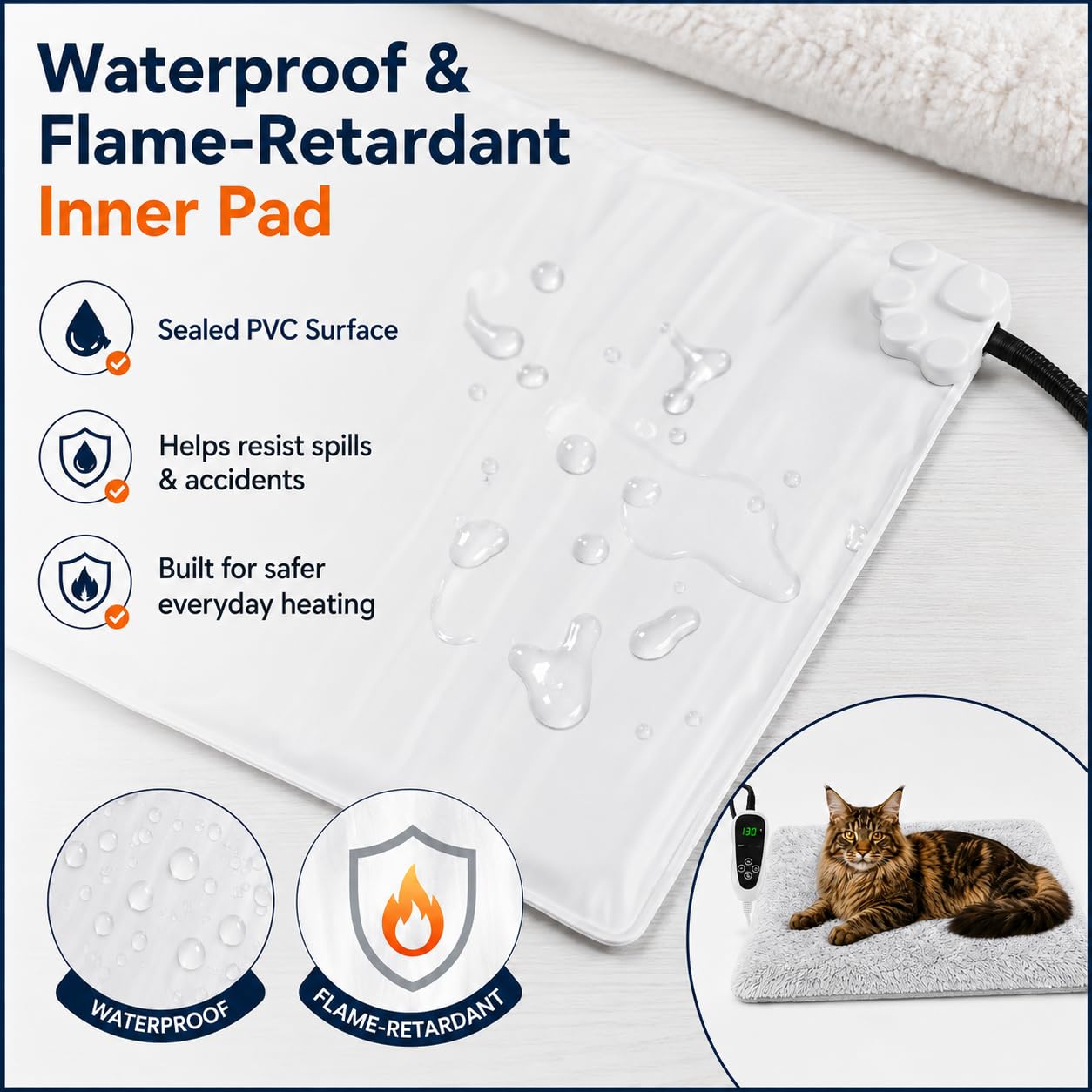 GOLOPET Cat Heating Pad with Normally Open Function，UL. Chosen for real quality, fits naturally