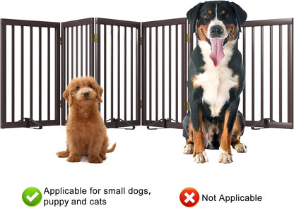 Dog Gates for The House Doorways Extra Wide 110 Inches Wood Freestanding Pet Gates for Dogs Indoor Fence with Support Stands