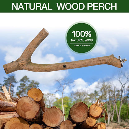 Bird Perch Stand, Natural Vitex Negundo Wood Parrot Perch Bird Cage Branch Perch, Accessories for Parakeets, Cockatiels, Conures, Macaws, Finches, LoveBirds (12" Length)