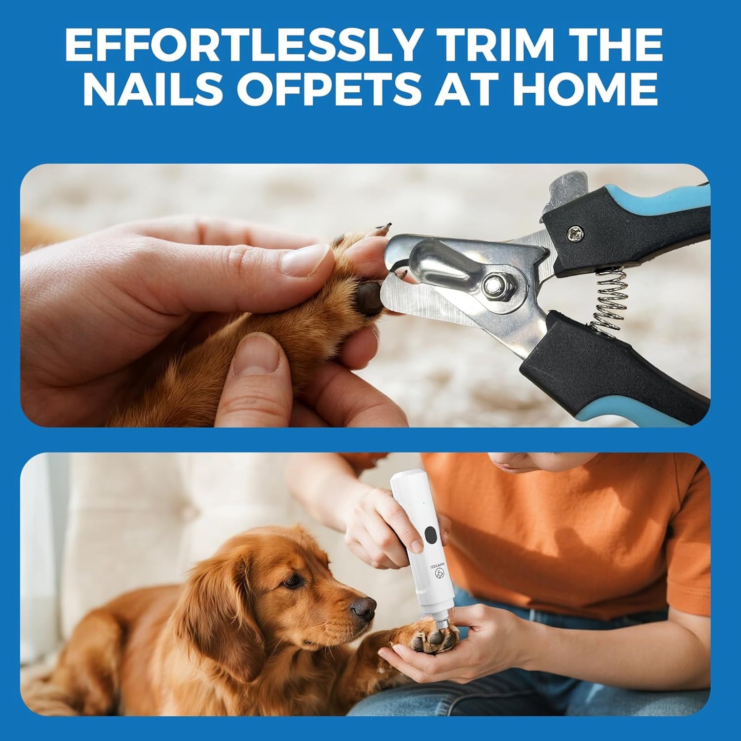 PAPIFEED Pet Nail Grinder for Dogs,3-Speed Rechargeable Dog Nail Trimmers and Professional Clippers,Paws Grooming Kit for Small Medium Large Dogs Cats - White