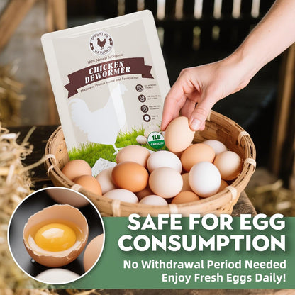 Chicken Dewormer Powder, All-Natural Health Formula, 1LB Pouch,Safe for Eggs, Effective for All Ages & Sizes, Chicken Wormer, Poultry Medicine Supplies (1, Pounds)