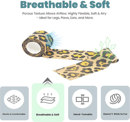 Pet Bandage 6 Rolls, Adhesive Bandage, Self Adhesive Bandage, First Aid Adhesive Gauze, for Horses, Dogs,Cats, Birds, Animals (Animals, 2 Inch (Pack of 6))