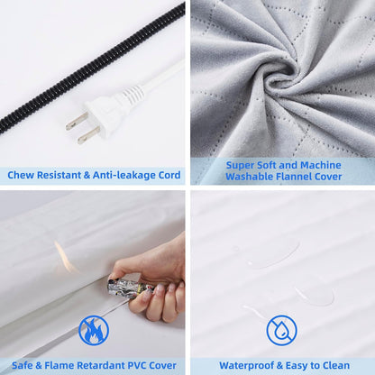 pettycare Pet Heating Pad for Dog Cat, Electric Heating with Steel-Wrapped Cord, 25-Level Timer & 11-Level Temperature Indoor Warming Pads Easy Clean for Puppy Cat Dog XXL 32x20inch