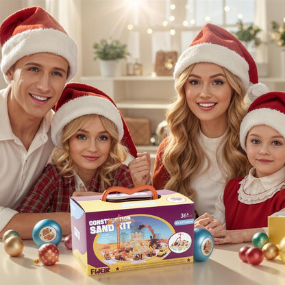 Sand Construction Kit, 2.2lbs Play Sand with Sandbox, 1 Toy Mat 8 Alloy Construction Trucks Race Tracks 10 Sand Molds Sensory Bin Toys for Toddlers Boys Girls Ages 3-8