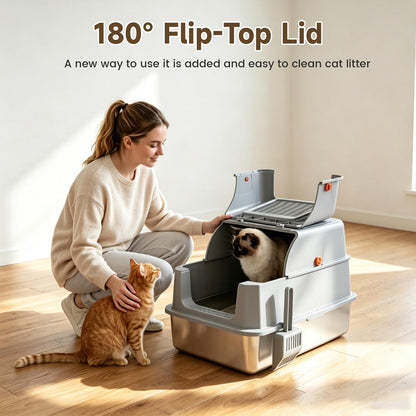 Enclosed Stainless Steel Litter Box. Chosen for real quality, fits naturally into modern pet homes.