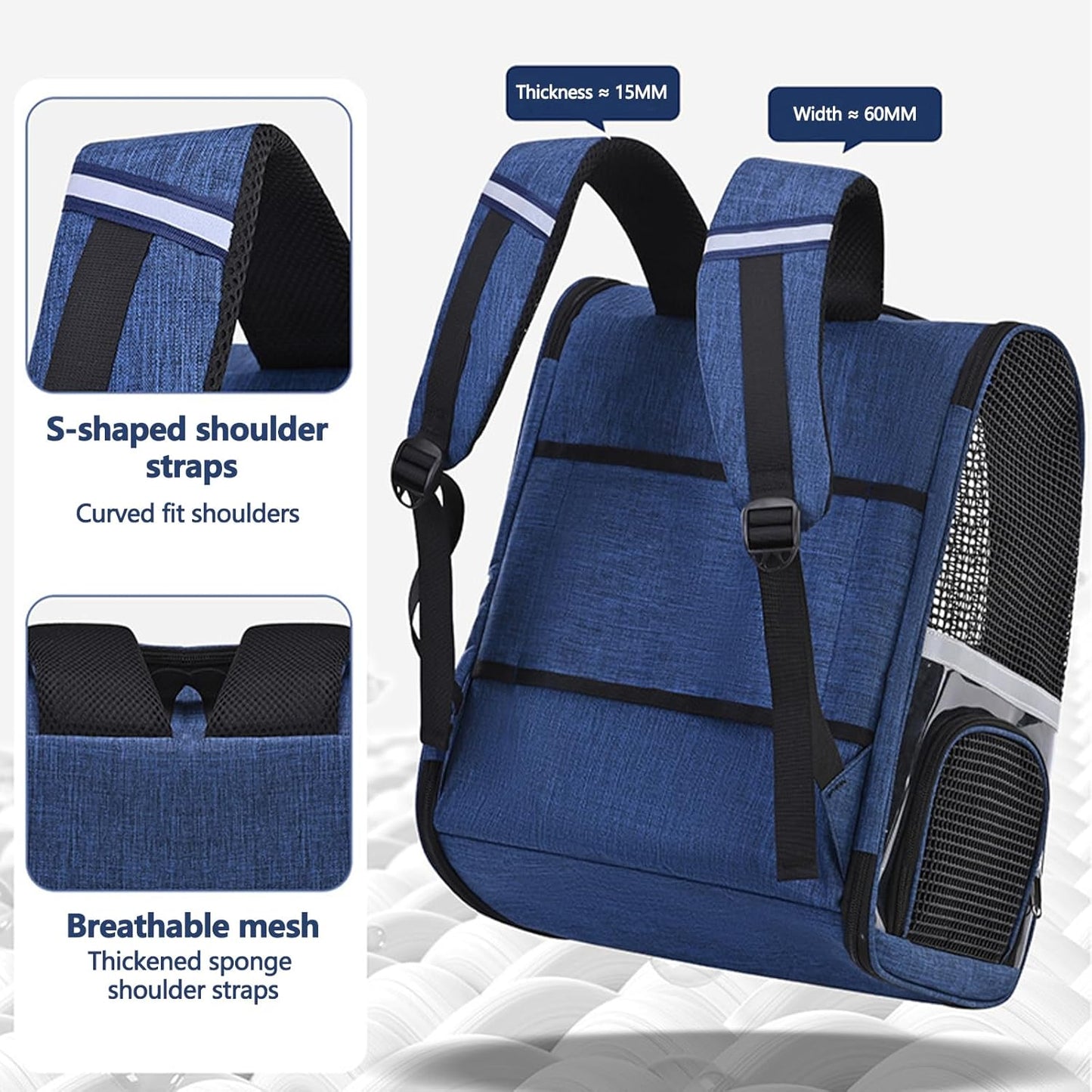 Pet Backpack, Airline Approved Dog Backpack, Cat Bag for Travel Hiking Bike Riding Walking Outdoor, Cat Backpack with Breathable Mesh(Black)