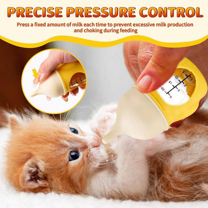 Kitten Bottle Feeding Kit for Nursing, Silicone Nipple Anti-Choking Puppy Bottle, YITOBA Small Clear Scale Puppy Feeder for Nursing Newborn Cats Dogs Pets (20ml)