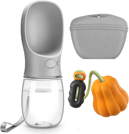 Ultimate Dog Walk & Train Kit - Silicone Dog Treat Pouch - Tug Ball - Portable Water Bottle for Dogs - Ideal Gift for First Time Pet Owners - Training Pouch