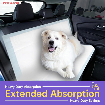 PETSWORLD Mega-Sized Dog Pee Pads (40" x 99") – 4XL Gigantic Pet Piddle Pads for Puppy Training, Incontinence – with Adhesive Sticky Tape – Leak Proof, 5-Layer Protection (160 Count)