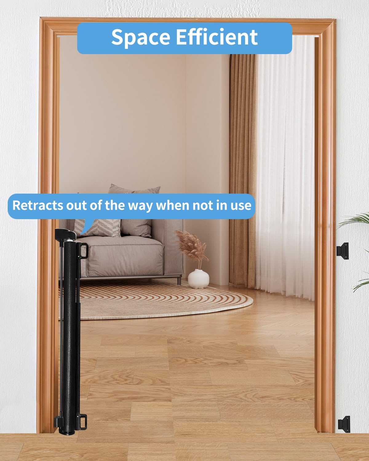 Veraste Retractable Baby Gate for Doorways and Stairs. Chosen for real quality, fits naturally into