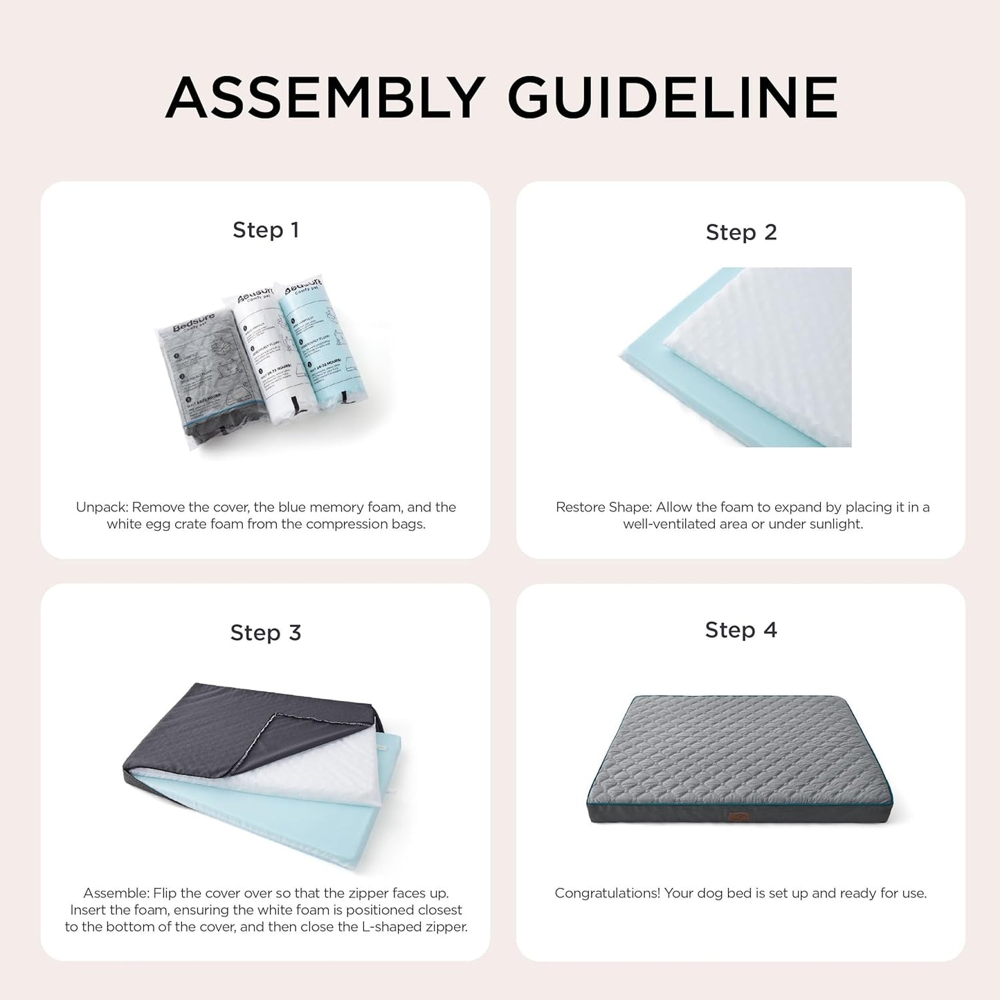 Bedsure Orthopedic Dog Bed for Large Dogs - Thick Flat Memory Foam Pet Mattress with Removable Washable Cover and Egg Crate Foam, Suitable for Pet Up to 65 lbs, 36x27x3.5 Inches, Navy