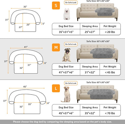 GGIB Calming Dog Bed Fluffy Plush Dog Mat for Furniture Protector with Removable Washable Cover for Large Medium Small Dogs and Cats (Medium, Grey)
