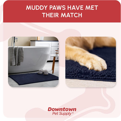My Doggy Place Microfiber Dog Mat for Muddy Paws, 60" x 36" Navy Blue - Non-Slip, Absorbent and Quick-Drying Dog Paw Cleaning Mat, Washer and Dryer Safe - X-Large/Runner