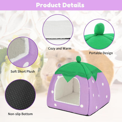 BWOGUE Guinea Pig House Bed Cozy Hamster Cave Large Hideout for Dwarf Rabbits Hedgehog Bearded Dragon Winter Nest Hamster Cage Accessories