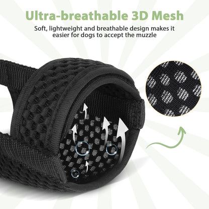 Mayerzon Dog Muzzle with Hook and Loop for Large Medium Small Dogs, Patented Soft Mesh Beagle Labrador Puppy Muzzles for Biting Chewing Grooming, Breathable, Adjustable, Allows Panting Drinking