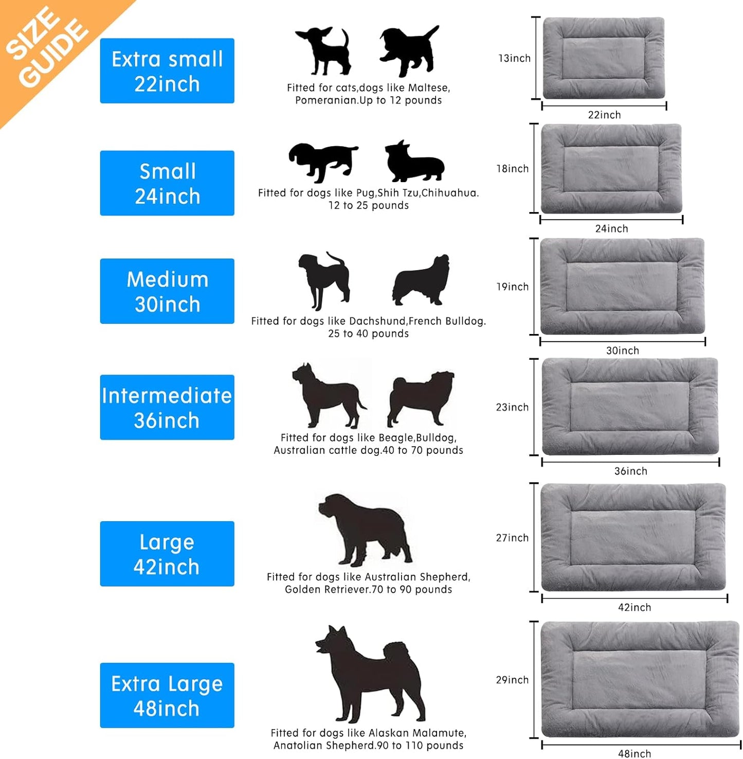 Dog Beds Crate pad for Extral Small Fit Metal, Utral Soft,Washable&Antislip Kennel Pad for Dogs Cozy Sleeping Mat,Gray 22inch