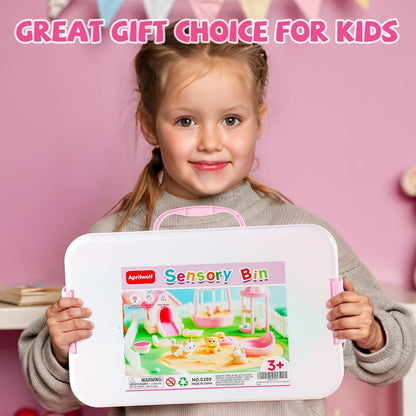 21 PCS Pet Sensory Bin, Dog & Cat Sandbox with Sand & Box, Play Sand Art Toys Kit, Pet Care Play Set, Beach Toys for Kids Ages 4-8, Birthday Gift Girls Boys 3 4 5 6 7 Years Old