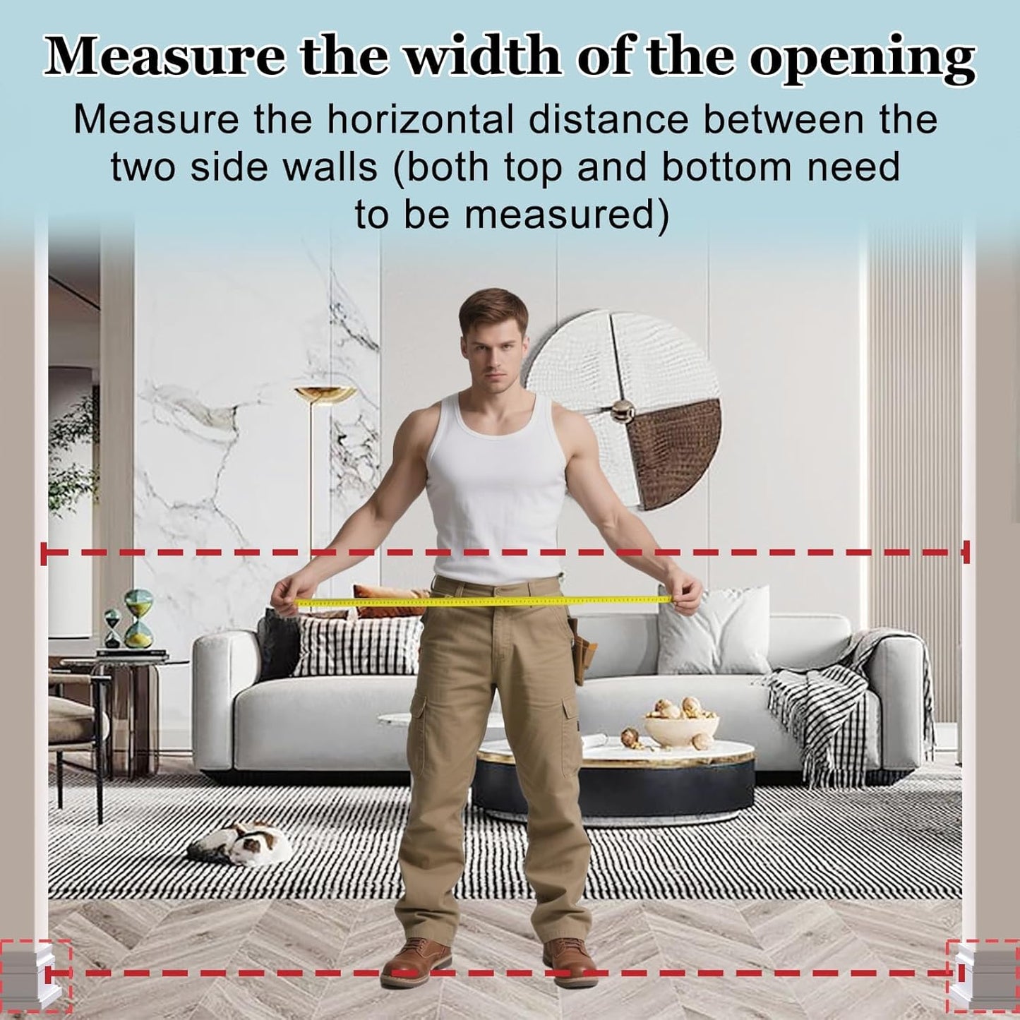 WAOWAO Triple Lock Baby Gate Extra Wide 81.49-86.22" Pressure Mounted Walk Through Swing Auto Close Safety Black Metal Dog Pet Puppy for Stairs,Doorways