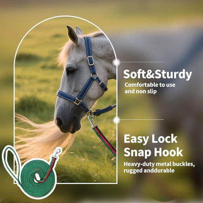 Lunge Line for Horse, Premium Equine Lunge Line with Swivel Bolt Snap for Accurate Equestrian Training, Competition, and Daily Use, 26 ft (8 Meters)