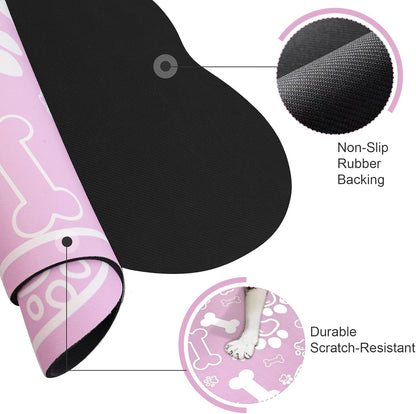 Dog Cat Mat for Food and Water,Rapid Absorbent Pet Feeding Mat, Bone Shaped Dog Placemat Bowl Mat with Rubber Backing,No Stains Pet Food Mats Indoor, Pet Accessories Supplies,Pink 16"×24"