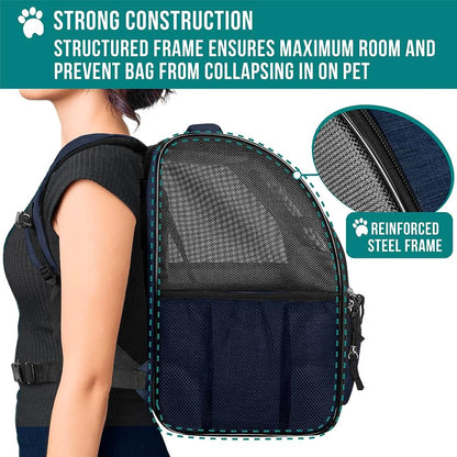 PetAmi Dog Backpack Carrier for Small Large Cat, Pet, Puppy, Ventilated Pet Hiking Backpack Travel Bag, Airline Approved Cat Backpack Carrier, Camping Biking Dog Bag Up to 18lbs Pet, Navy
