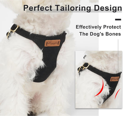 Puppytie No Pull Small Dog Harness with Multifunction Dog Leash,Lightweight Soft Adjustable No Choke Escape Proof Pet Harness Vest Pet Harness Vest,Black,S