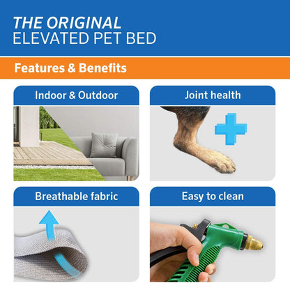 Coolaroo Original Elevated Dog Bed - Breathable Off-The-Ground Pet Bed with Cooling Fabric, Joint Relief & Moisture-Resistant Fabric, 100% Recyclable, Easy Clean, Gunmetal, Large