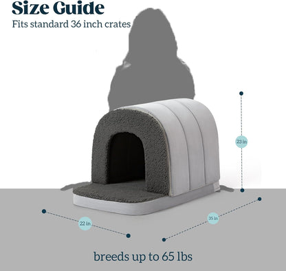 Orthopedic Dog Bed House - Dog House Indoor with Egg-Crate Foam - Tent Bed with Waterproof Lining & Nonskid Bottom, Ideal for Large Breeds & Fits 36-Inch Crate - 35"x22", Charcoal