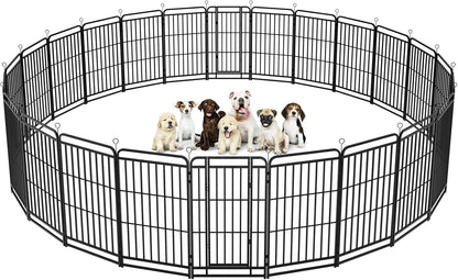 Dog Playpen Outdoor 24 Panels Heavy Duty Dog Fence 47" Height with Thick Pipe Anti-Rust with Doors Portable for RV Camping Yard, Total 54FT, 227 Sq.ft, Snowy Black