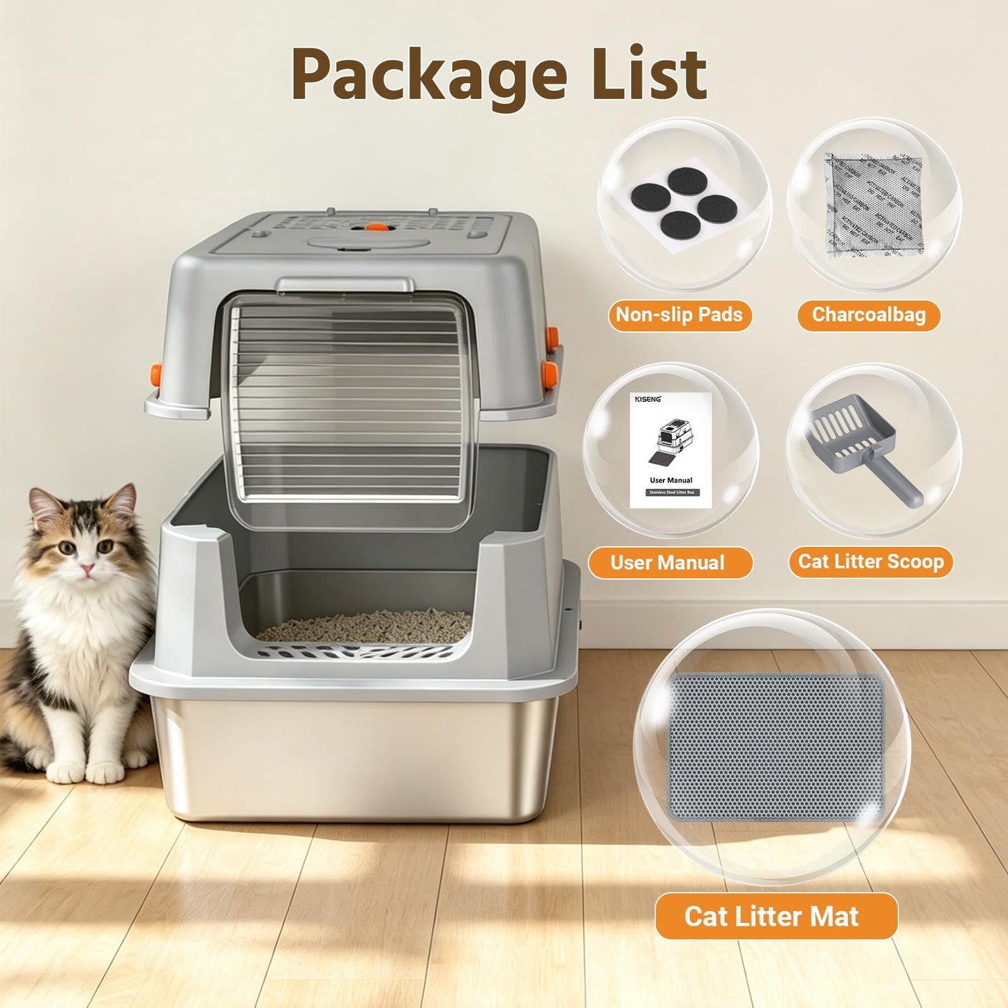 Enclosed Stainless Steel Litter Box. Chosen for real quality, fits naturally into modern pet homes.