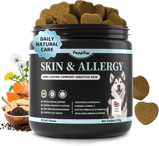 Dog Skin & Allergy Chews - Dog Probiotics for Sensitive Skin Health Support - Allergy Relief