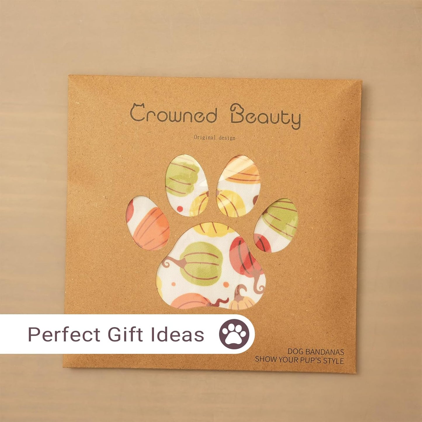 CROWNED BEAUTY Fall Dog Bandanas Reversible Large 2 Pack, Fall Rainbow Set, Orange Adjustable Triangle Holiday Scarves for Medium Large Extra Large Dogs Boy Girl Pets DB184-L