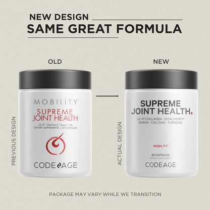 Codeage Supreme Joint Health, UC-II Collagen Capsules Type II, VitaCherry Sport Cherries, Boron, Calcium Fructoborate, Hyaluronic Acid, Turmeric, Bromelain & Boswellia Supplement, Non-GMO, 60 Count