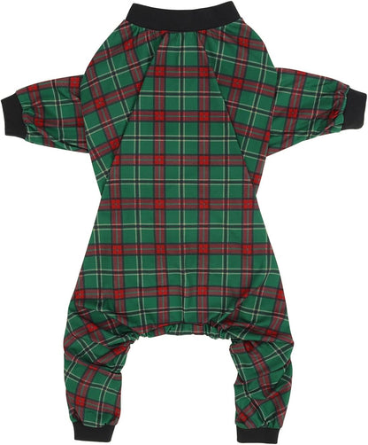 HDE Dog Pajamas One Piece Jammies Jumpsuit Pet Clothes Outfit Stretchy Lightweight Comfy Shirt Pjs for M-3XL Dogs Holiday Plaid - 3XL