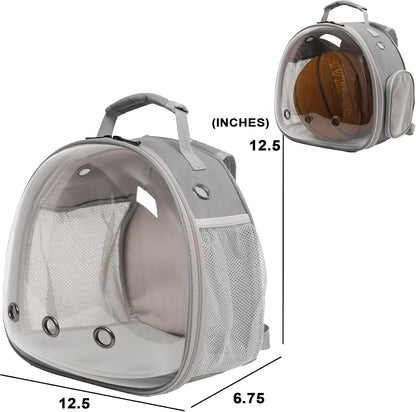 Guinea Pig Backpack Carrier, Reptile Outdoor Used,Bearded Dragon Carrier Backpack with Clear Bubble Window,Small Animal Travel Backpack for Hedgehog Rat Parrot, Airline Approved (Grey, Backpack)
