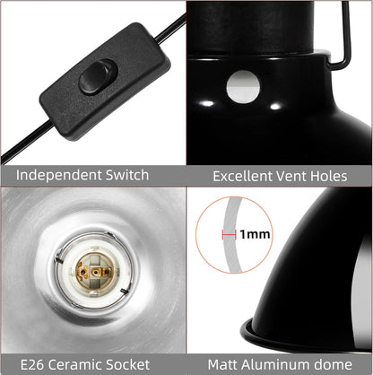 8.5inch Dome Reptile Heat Lamp Reptile Light Fixture UVB Light Fixture Max 150W for Bearded Dragon, Turtles, Snake and Lizard Terrarium